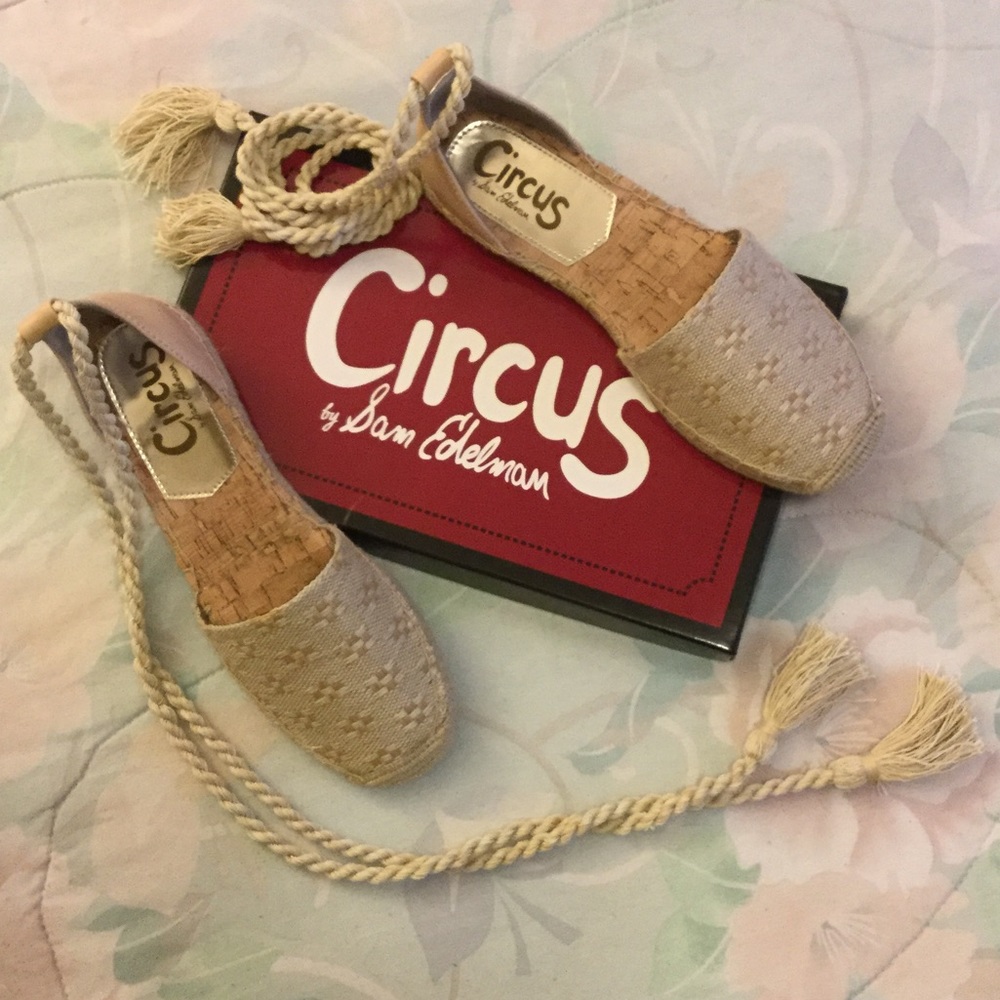 Circus by Sam Edelman Beige Espadrille Lace-Up Flats